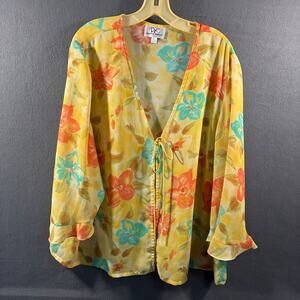 VTG y2k DR women babydoll top 24 3x fairy chiffon cottagecore tie front dainty